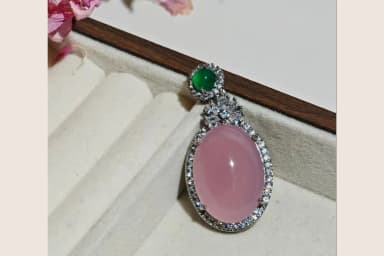 Pink Cabochon Pendant view 1